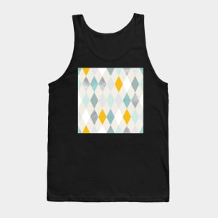 Simple Argyle Pattern in Blue Silver and Yellow Tank Top